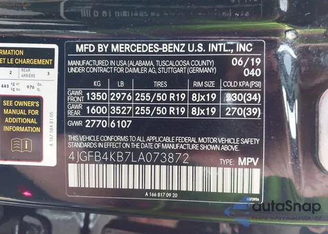 2020 Mercedes-Benz Gle 350 4Matic z USA, uszkodzony, nr VIN 4JGFB4KB7LA073872